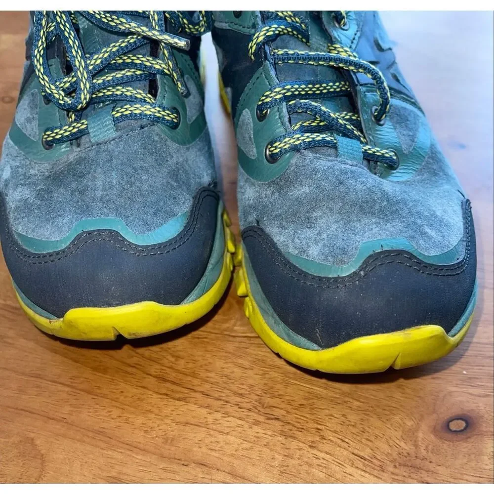 merrell hiking shoes womens 6.5 green vibram soles select dry unifly‎